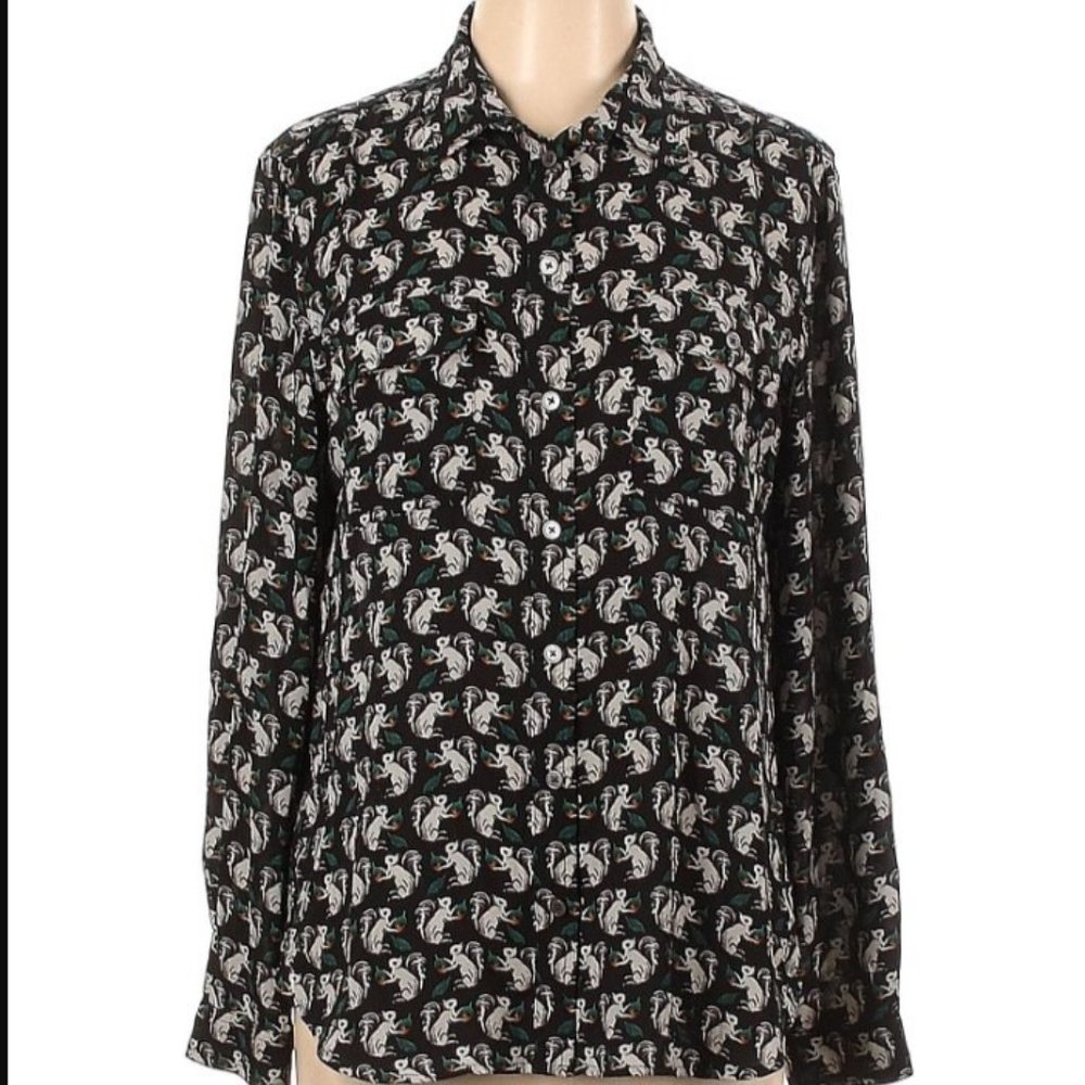 LOFT Squirrel Print Blouse - Size L